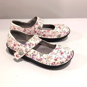 Alegria White floral Mary Jane shoes